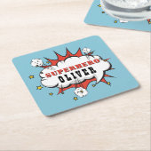 Dessous-de-verre Carré En Papier Superhero Comic Speech Bubble Boy Anniversaire Par (Incliné)