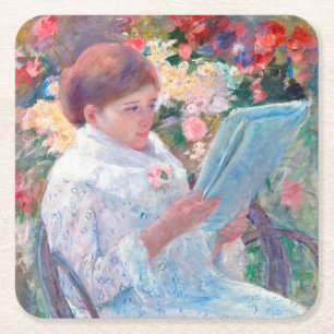 Dessous-de-verre Carré En Papier Sur un balcon, Mary Cassatt