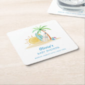 Dessous-de-verre Carré En Papier Surbord Sunshine Beach Palm Tree Baby shower (Incliné)