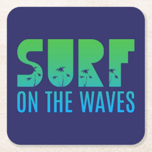 Dessous-de-verre Carré En Papier Surf sur l'affiche de vagues