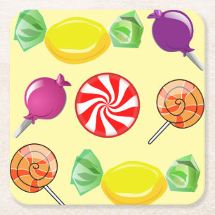 Dessous-de-verre Carré En Papier Sweet Mix bonbon jaune