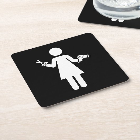 Dessous-de-verre Carré En Papier Symbole coiffeur (Incliné)