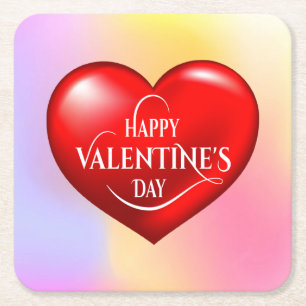 Dessous-de-verre Carré En Papier Symbole d'amour rouge 3d en forme de coeur-50420