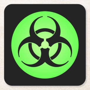 Dessous-de-verre Carré En Papier Symbole de biodanger vert