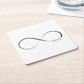 Dessous-de-verre Carré En Papier Symbole de coeurs d'infini (Incliné)