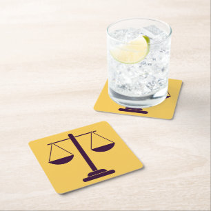 Dessous-de-verre Carré En Papier Symbole des services juridiques de la balance de l
