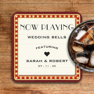 Dessous-de-verre Carré En Papier Symbole du cinéma rétro Mariage rouge