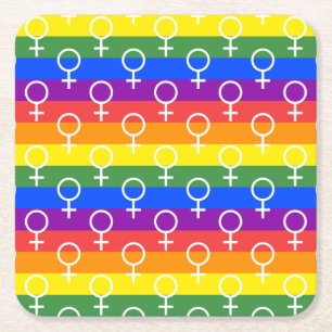 Dessous-de-verre Carré En Papier Symbole féminin Motif arc-en-ciel
