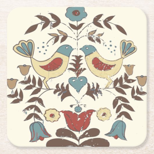 Dessous-de-verre Carré En Papier SYMBOLE Hex Amish néerlandais Pennsylvanie Bird Am (Devant)