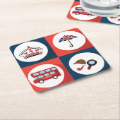 Dessous-de-verre Carré En Papier Symboles d'Angleterre divers (Incliné)