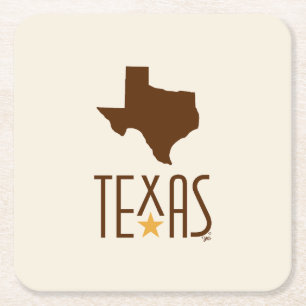 Dessous-de-verre Carré En Papier Symboles du Texas, Etat du Texas, brun