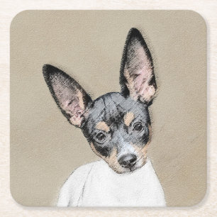 Dessous-de-verre Carré En Papier Tableau Rat Terrier - Cute Original Chien Art