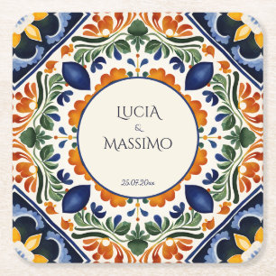 Dessous-de-verre Carré En Papier Talavera vintage mariage mexicain faveurs imprimée