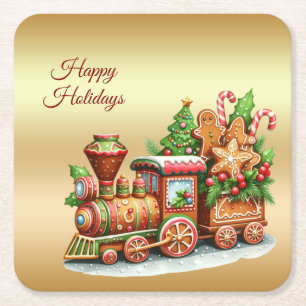 Dessous-de-verre Carré En Papier Tapis de Noël en papier Train en pain d'épices