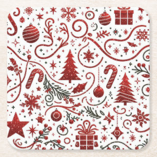 Dessous-de-verre Carré En Papier Tapis de Noël rouge et blanc en papier