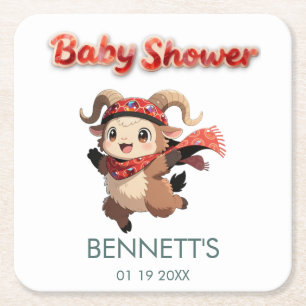 Dessous-de-verre Carré En Papier Tapis de verre pour Baby Shower d'hiver avec un mo