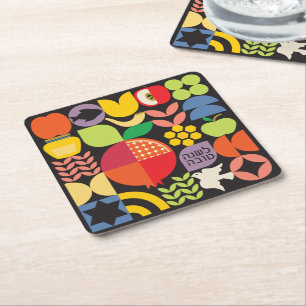 Dessous-de-verre Carré En Papier Tapis de verre pour le Nouvel An juif Rosh Hashana