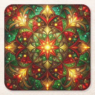 Dessous-de-verre Carré En Papier Tapisserie de fête décorative verte rouge