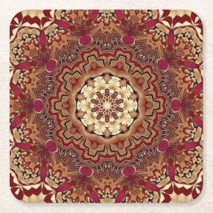 Dessous-de-verre Carré En Papier Tapisserie de fête florale or rouge Papier de dess