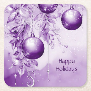Dessous-de-verre Carré En Papier Tapisserie de Noël Violet Ornements Papier