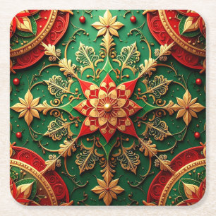 Dessous-de-verre Carré En Papier Tapisserie décorative de fête de papier rouge vert