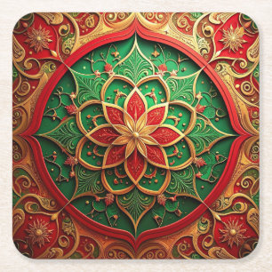Dessous-de-verre Carré En Papier Tapisserie décorative de fête de papier rouge vert