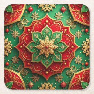 Dessous-de-verre Carré En Papier Tapisserie décorative de fête de papier rouge vert