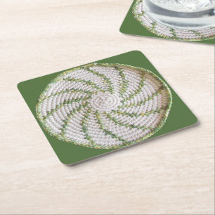 Dessous-de-verre Carré En Papier Tapisserie en papier - Spirale verte au crochet