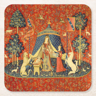 Dessous-de-verre Carré En Papier Tapisserie Médiévale de la Dame et la Licorne : Ar