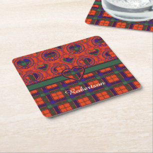 Dessous-de-verre Carré En Papier Tartan d'écossais de plaid de clan de Robertson