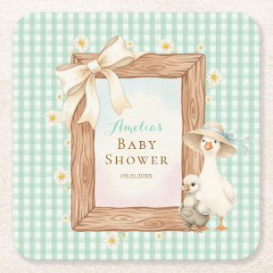 Dessous-de-verre Carré En Papier Tasse en papier Baby Shower Canard Silly Vert