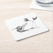 Dessous-de-verre Carré En Papier Tatouage d'oiseau de Psychedlic (Incliné)