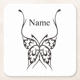 Dessous-de-verre Carré En Papier Tatouage papillon stylisé Thunder_Cove