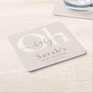 Dessous-de-verre Carré En Papier Taupe Simple Oh Baby Brun Fête Bébé Mixte