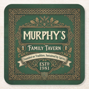 Dessous-de-verre Carré En Papier Taverne familiale irlandaise personnalisée vintage