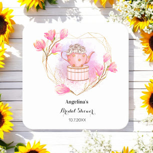 Dessous-de-verre Carré En Papier Tea Party Fête des mariées rose blanc Floral
