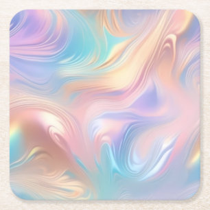 Dessous-de-verre Carré En Papier Tendance pastel rose bleu jaune abstrait vagues