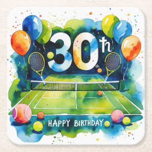Dessous-de-verre Carré En Papier Tennis 30e anniversaire thème