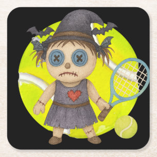 Dessous-de-verre Carré En Papier Tennis Halloween thème pour le joueur de tennis