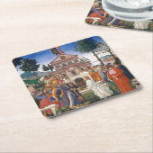 Dessous-de-verre Carré En Papier Tentations du Christ, Sandro Botticelli (Incliné)