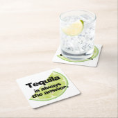 Dessous-de-verre Carré En Papier Tequila est toujours la réponse et la chaux (En situation)