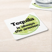 Dessous-de-verre Carré En Papier Tequila est toujours la réponse et la chaux (Incliné)