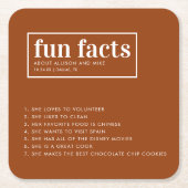 Dessous-de-verre Carré En Papier Terracotta Custom Wedding Fun Facts (Devant)