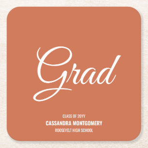 Dessous-de-verre Carré En Papier Terracotta Modern Graduation Party