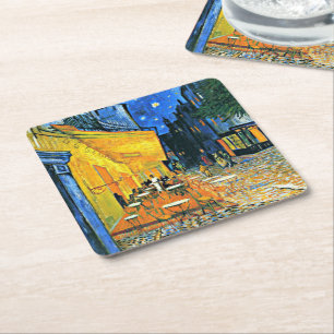 Dessous-de-verre Carré En Papier Terrasse de café par Vincent van Gogh,