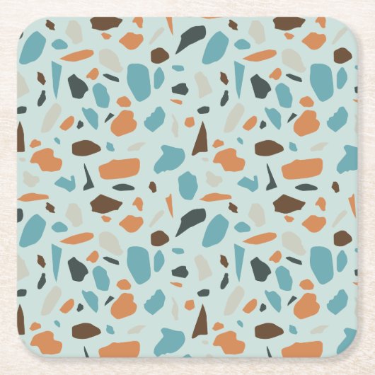 Dessous-de-verre Carré En Papier Terrazzo bleu Motif (Devant)