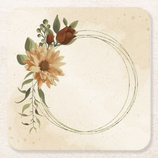 Dessous-de-verre Carré En Papier terre cuite rustique verdure fleurie (Devant)