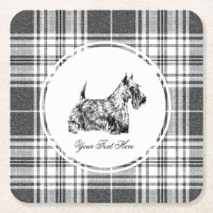 Dessous-de-verre Carré En Papier Térrier écossais et plaid Personnaliser