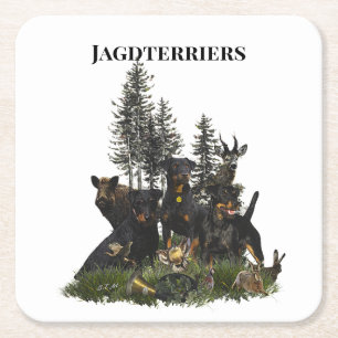 Dessous-de-verre Carré En Papier Tervueren allemand de chasse (Jagdterrier)
