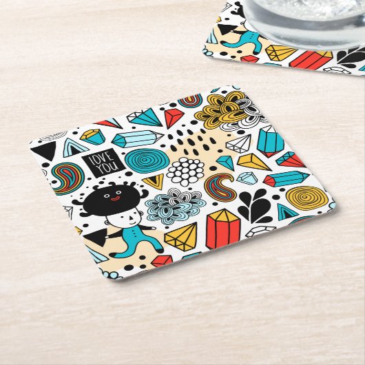 Dessous-de-verre Carré En Papier Tête folle (Incliné)